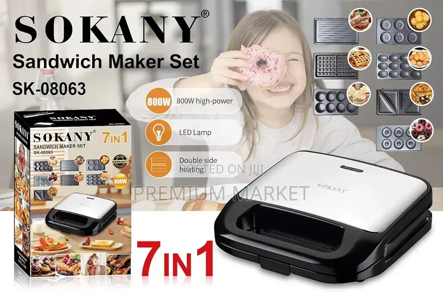 Waffle Maker 7-in-1 Sandwich Maker Set 7 በ 1 ሶካኒ የዋፍል እና ሳንዱች መስሪያ