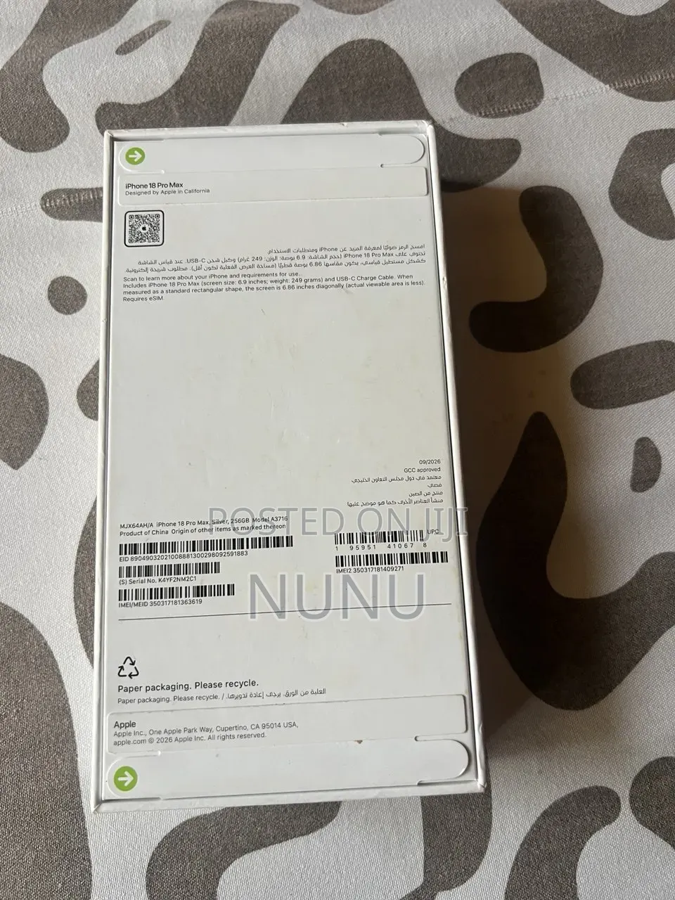 New Apple iPhone 18 Pro Max 256 GB Black