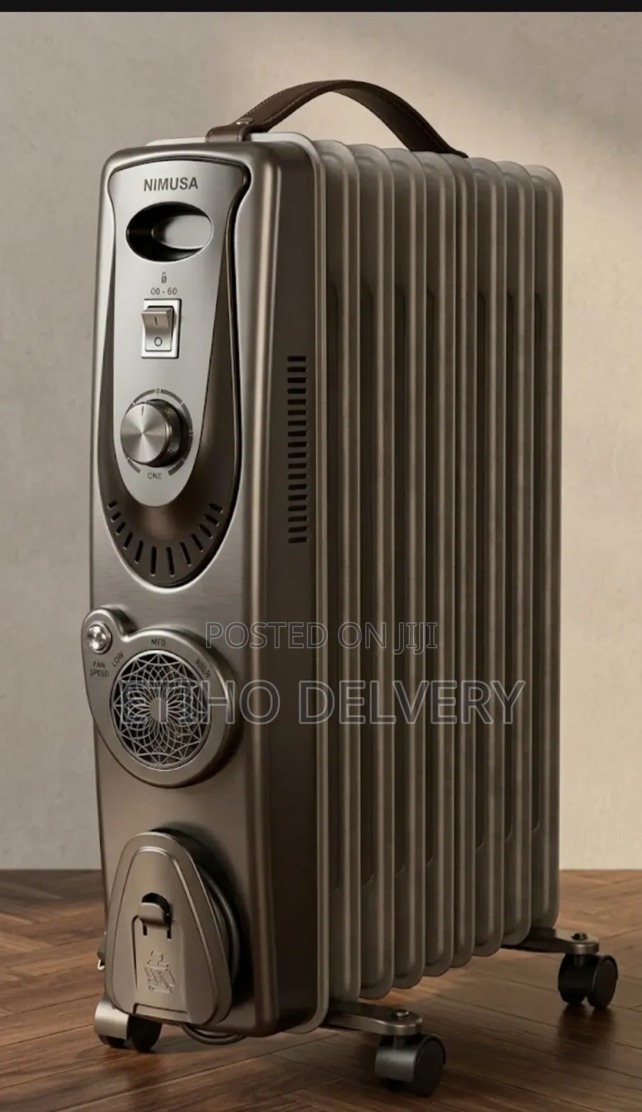 The Image Shows a NIMUSA Digital Ceramic Tower Heater Featuring a Blac
