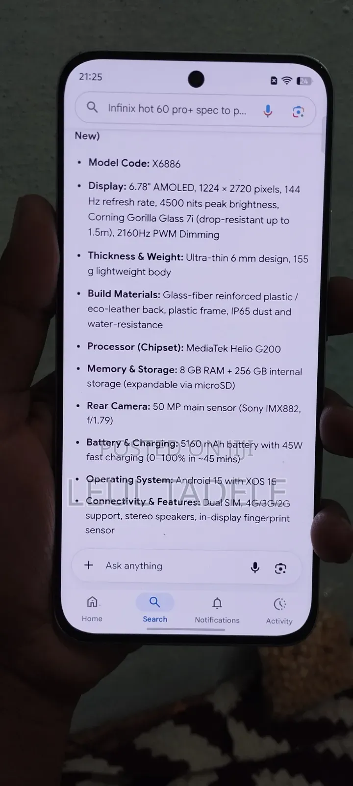 Infinix Hot 60 Pro+ 256 GB Silver