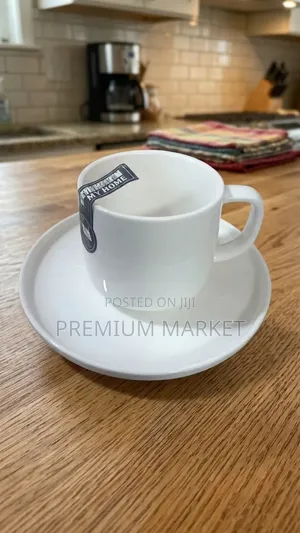 Cup Danny Home White Porcelain With Matching Saucer የወትት እና ማኪያቶ ስኒ