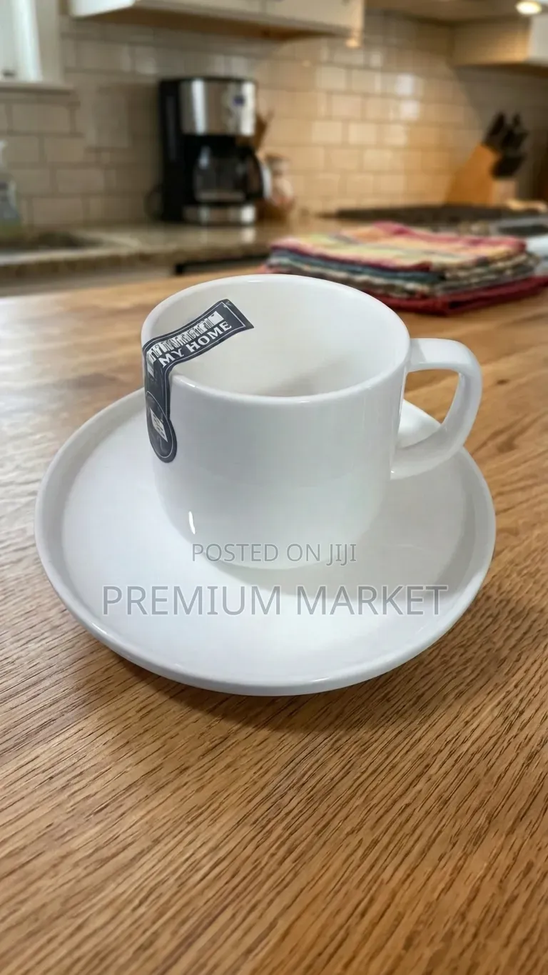 Cup Danny Home White Porcelain With Matching Saucer የወትት እና ማኪያቶ ስኒ