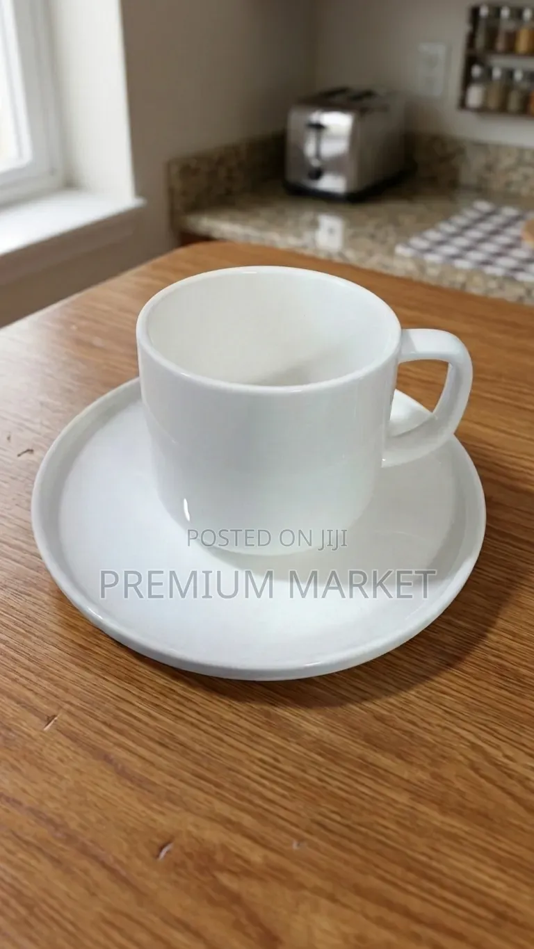 Cup Danny Home White Porcelain With Matching Saucer የወትት እና ማኪያቶ ስኒ