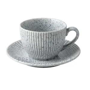 Cup Premium Quality Porcelain With Saucers የወት እና ማኪያቶ ብርጭቆ ከነ ማስቀመጫ