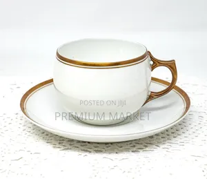 Cup Premium Quality Porcelain With Saucers የወት እና ማኪያቶ ብርጭቆ ከነ ማስቀመጫ