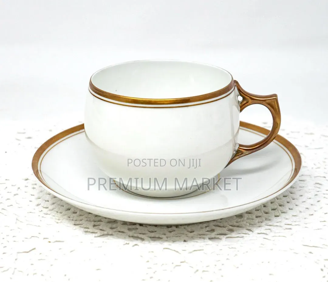 Cup Premium Quality Porcelain With Saucers የወት እና ማኪያቶ ብርጭቆ ከነ ማስቀመጫ