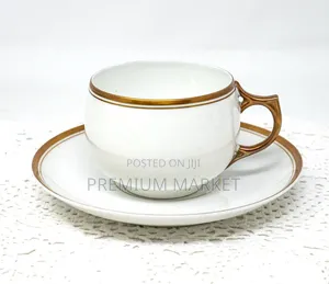 Cup Premium Quality Porcelain With Saucers የወት እና ማኪያቶ ብርጭቆ ከነ ማስቀመጫ