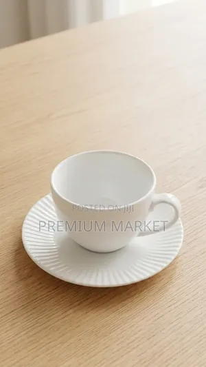 Cup Premium Quality Porcelain With Saucers የወት እና ማኪያቶ ብርጭቆ ከነ ማስቀመጫ