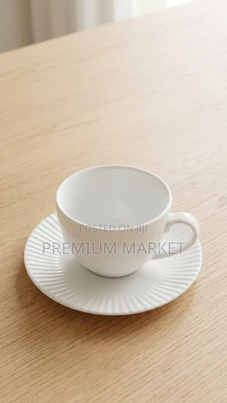 Cup Premium Quality Porcelain With Saucers የወት እና ማኪያቶ ብርጭቆ ከነ ማስቀመጫ