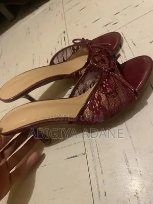 Women's Burgundy Red Bow Heeled Mule Sandal
