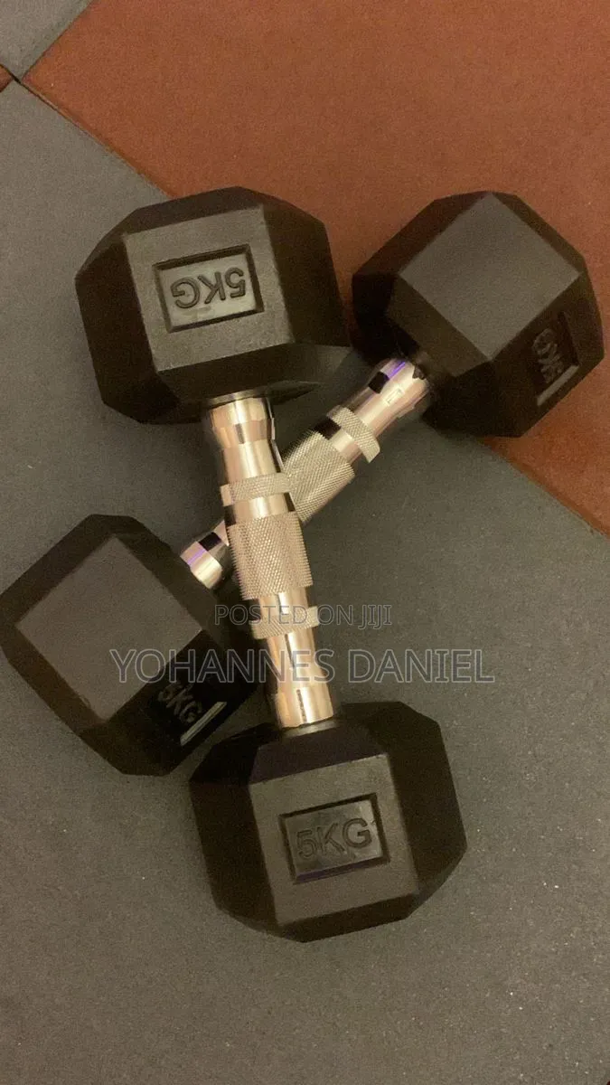 5KG Dumbbells – Rubber Hex Weight Dumbbells