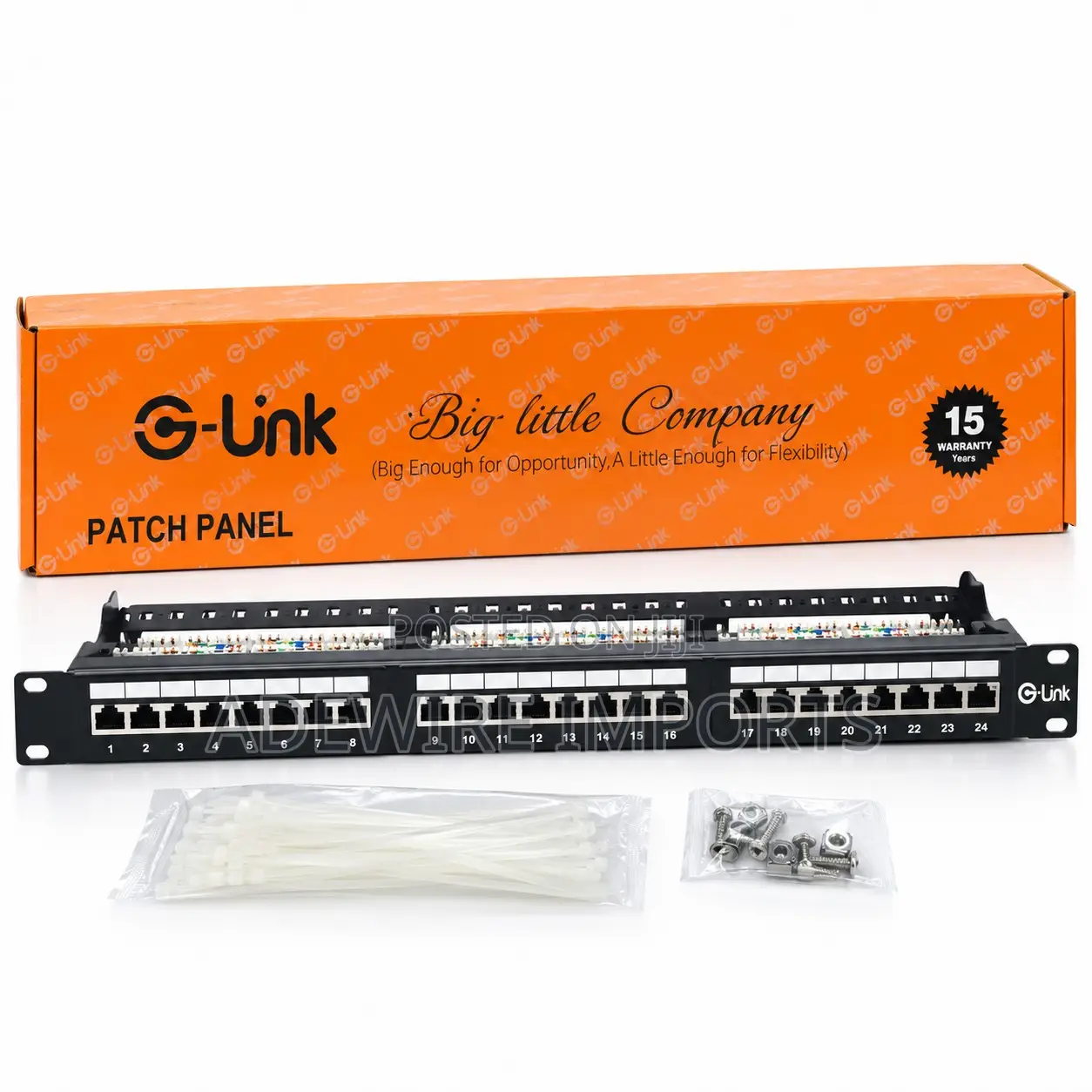 G-Link 24-Port Cat6 UTP Network Patch Panel, 1U, 19-Inch Rackmount