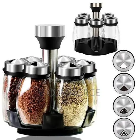 Stainless Steel Rotating Spice Rack – 6 Jars