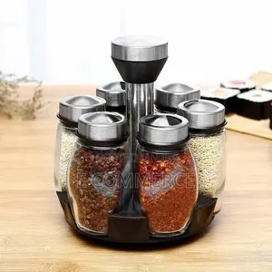 Stainless Steel Rotating Spice Rack – 6 Jars