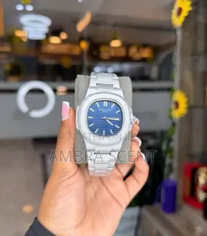 Patek Philippe Geneve Men's Watch (White/Silver & Blue)