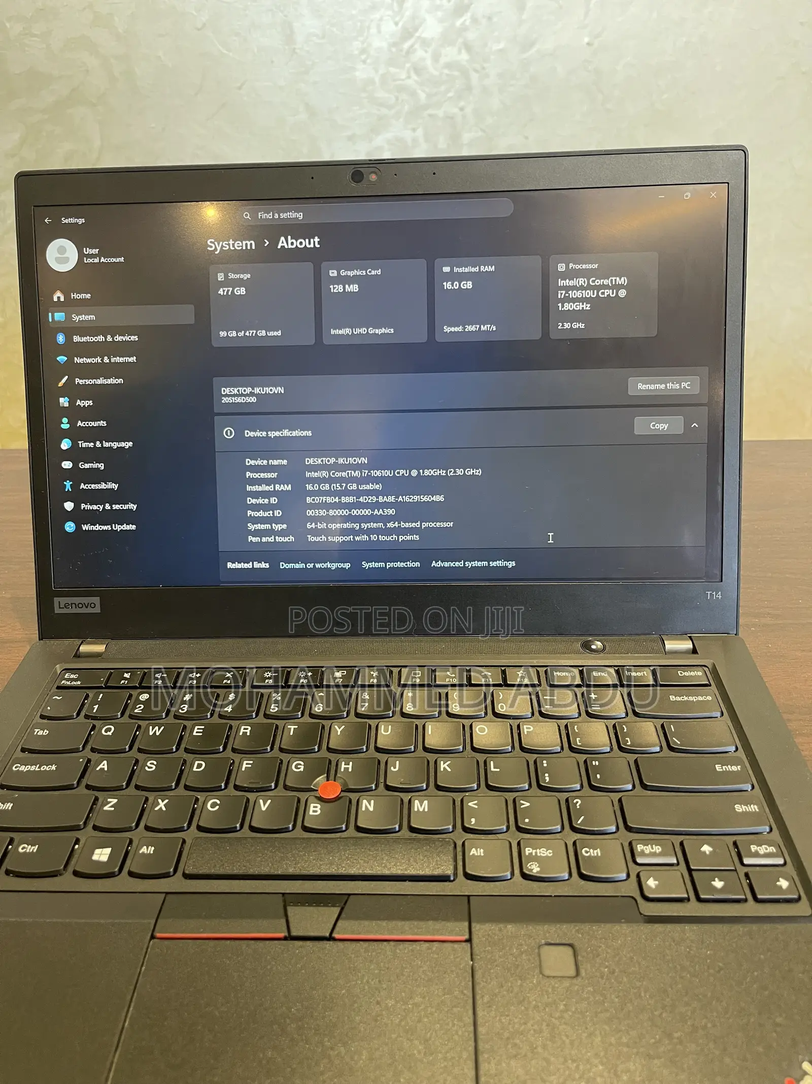 Laptop Lenovo ThinkPad T14 16GB Intel Core i7 SSD 512GB