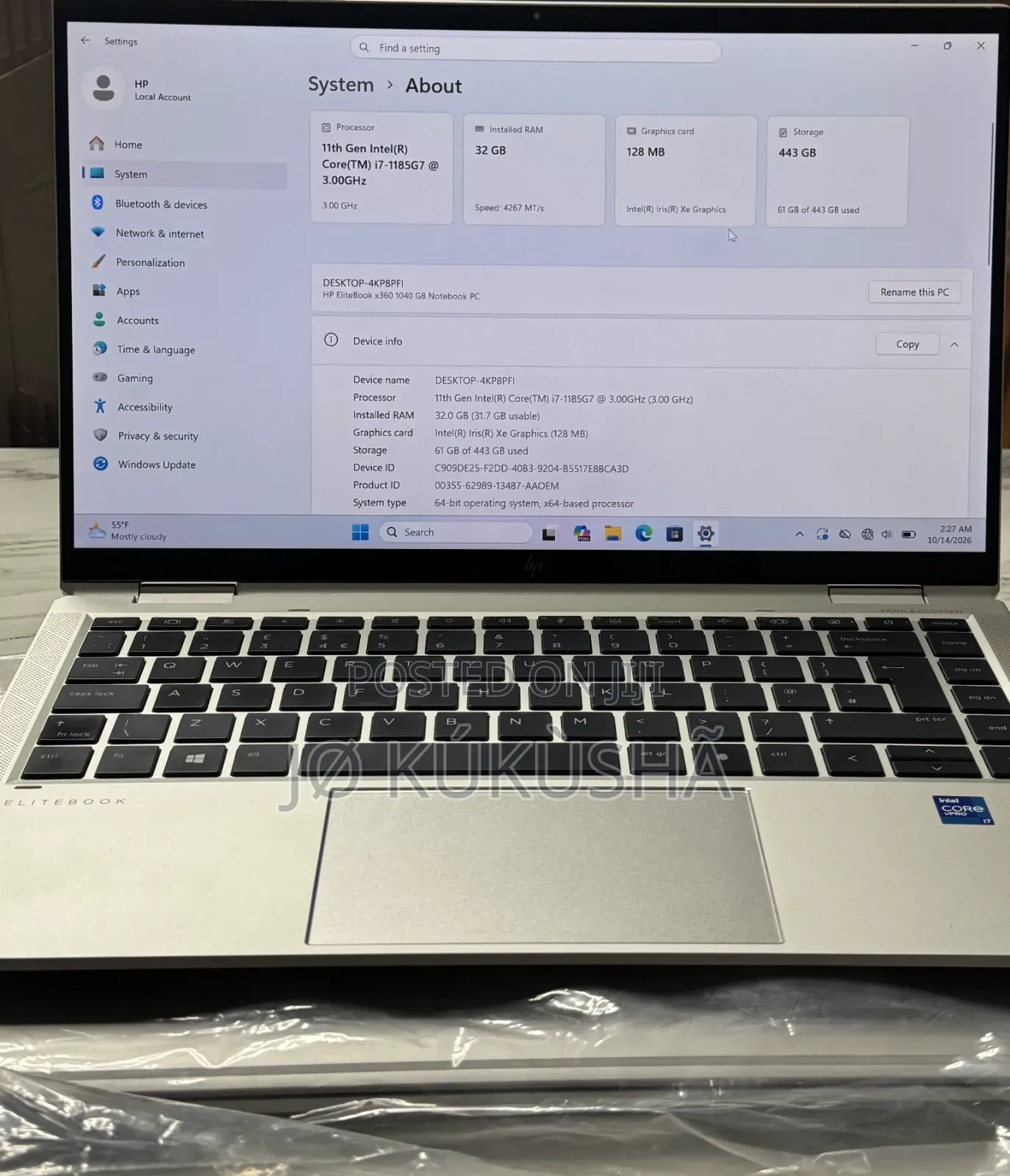 New Laptop HP EliteBook 1040 G8 32GB Intel Core i7 SSD 512GB