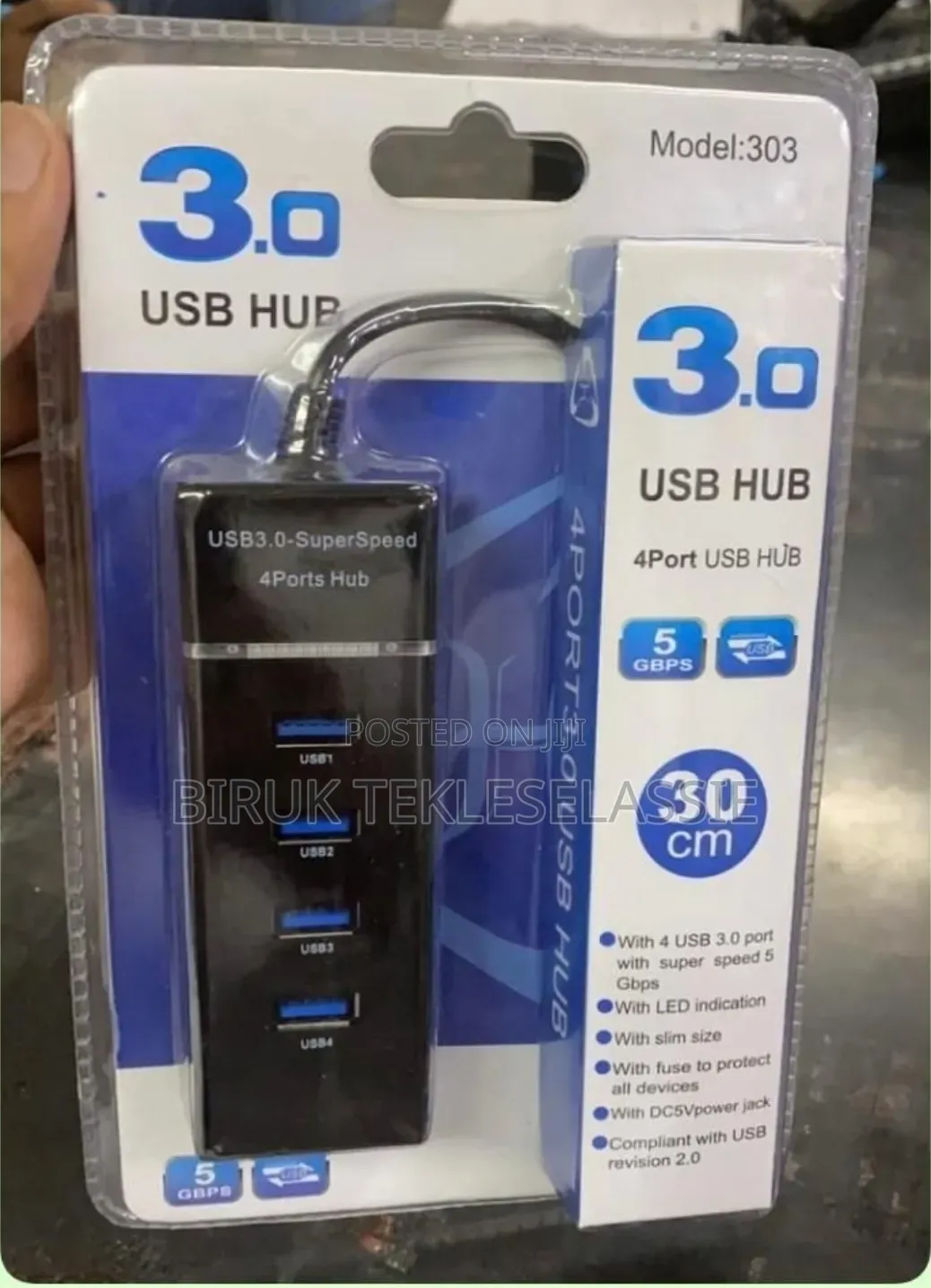 USB 3.0 HUB High Speed LED 1 to 4 Port Cable Splitter USB Data Adapter
