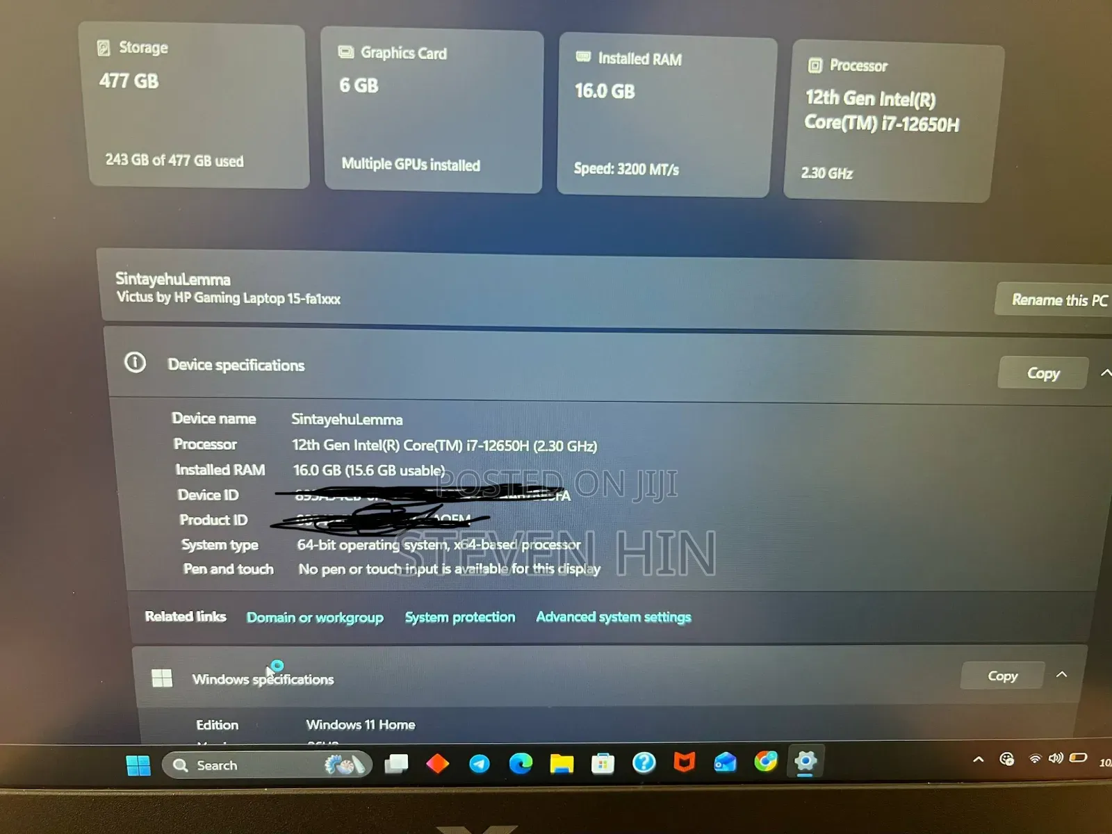 Laptop HP Victus 15 16GB Intel Core i7 SSD 512GB