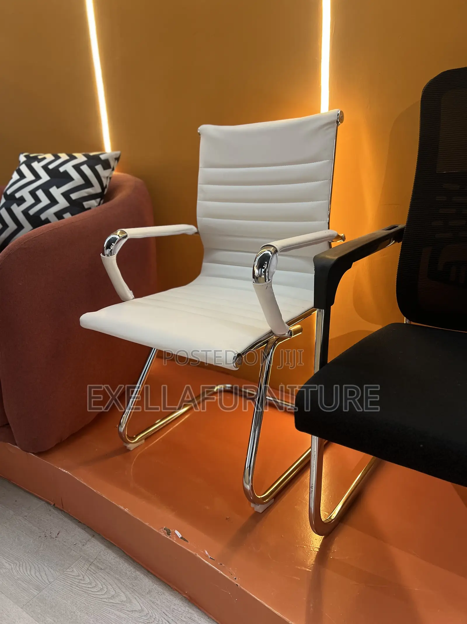 Leather Office Guest Chair | Modern Metal Legs