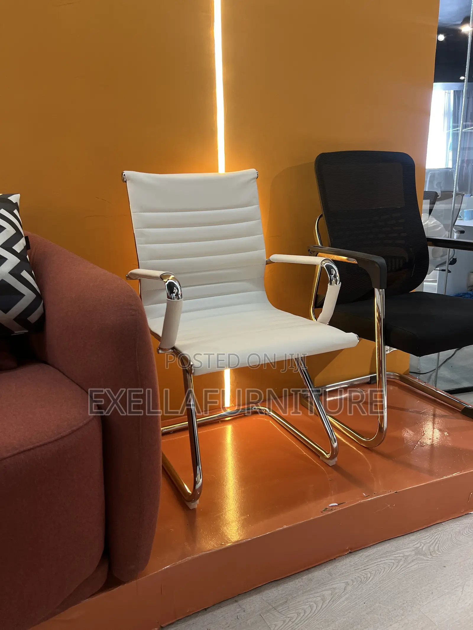 Leather Office Guest Chair | Modern Metal Legs