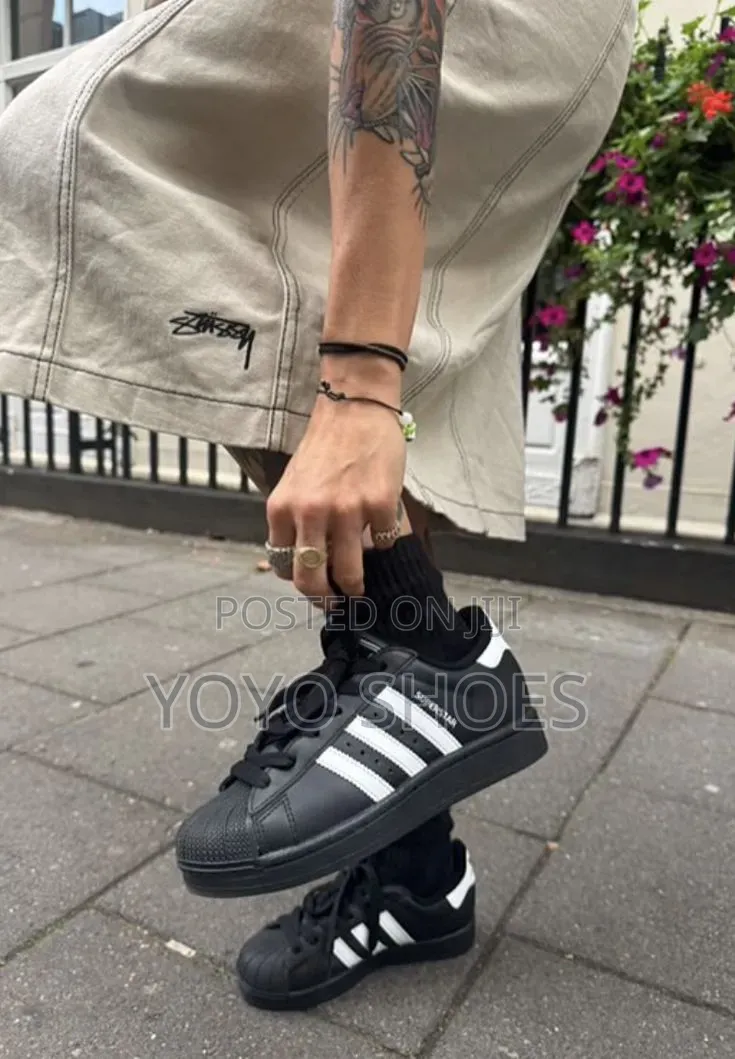 Adidas Superstar Black/White Unisex Fashion Sneaker Shoe Women's