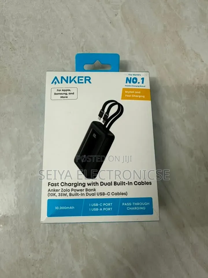 Anker Zolo Power Bank (10,000mAh, 35W With Built-in Dual USB-C Cable