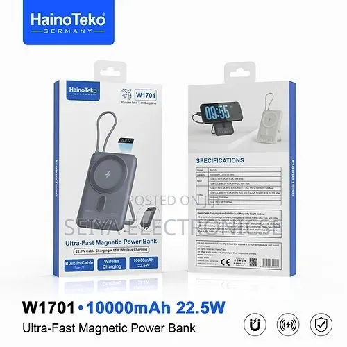 HainoTeko 10,000mAh Magnetic Power Bank 15W Magnetic Charging