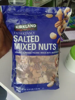 Kirkland Signature Extra Fancy Salted Mixed Nuts.
