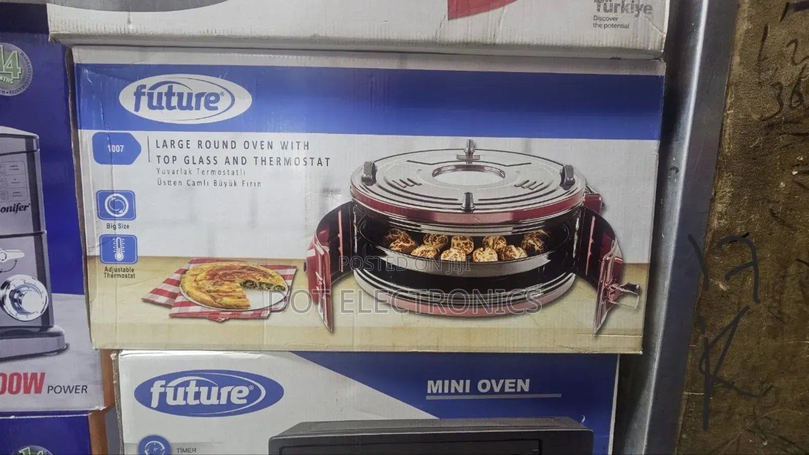 Future Large Round Oven With Top Glass and Thermostat (Model: 1007)