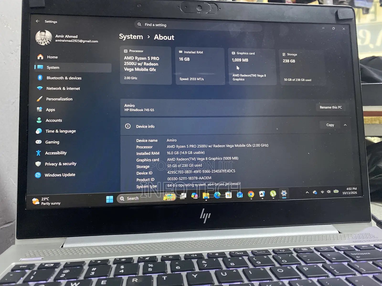 Laptop HP EliteBook 840 16GB AMD Ryzen 5 SSD 256GB