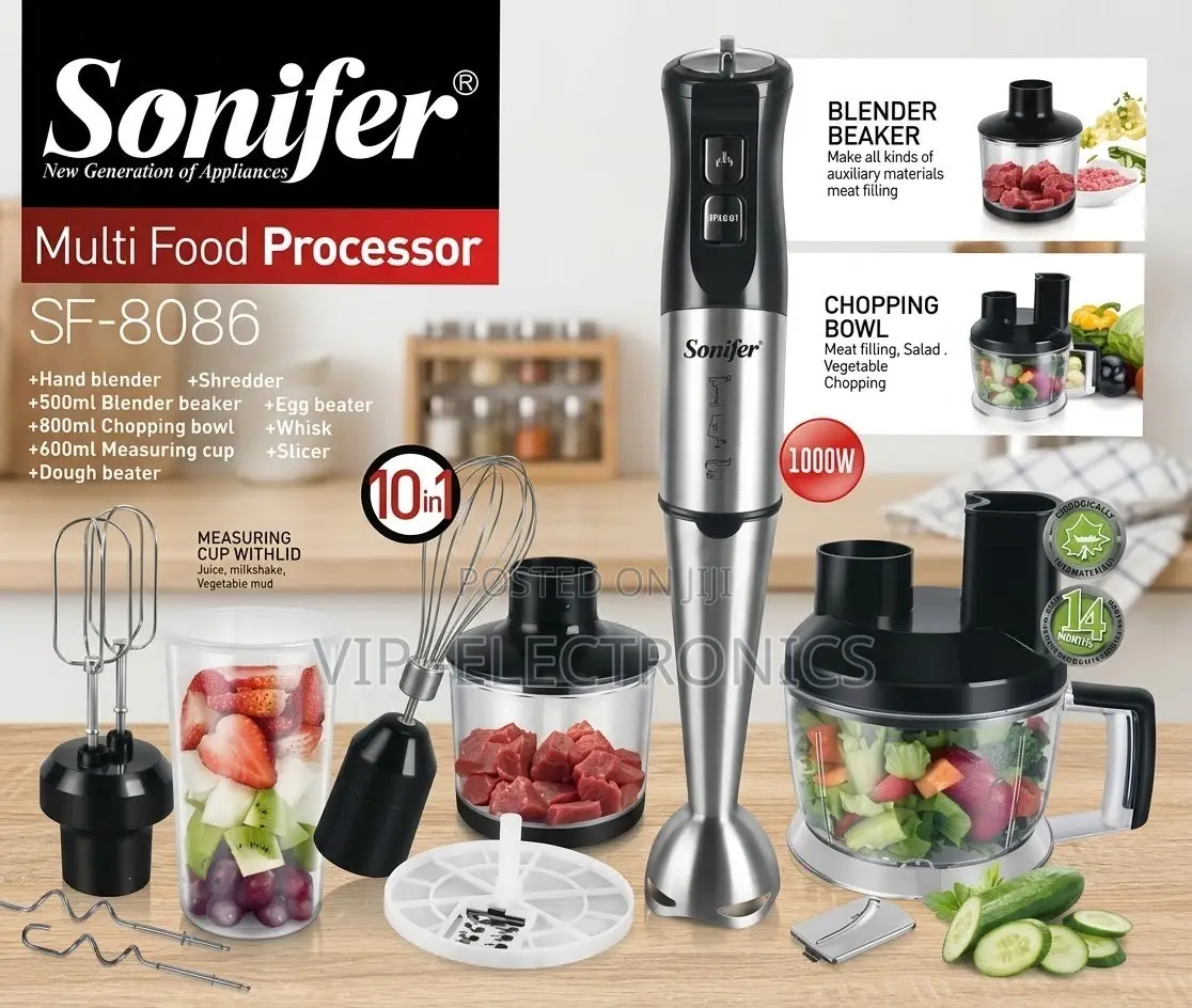 Sonifer Hand Blender 10-in-1 Multi Food Processor & Set – 1000W