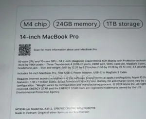 New Laptop Apple MacBook Pro 2024 M4 24GB Apple M4 Pro SSD 1T