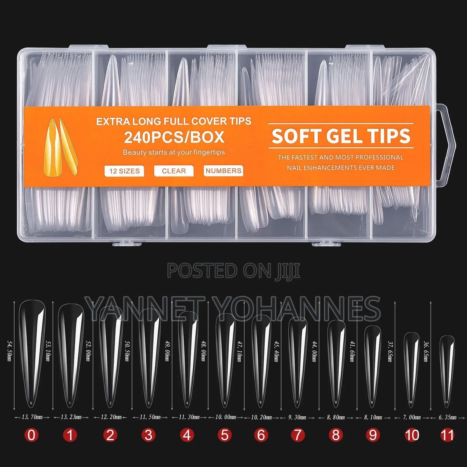 240pcs Clear Soft Gel Nail Extensions Tips Extra Long