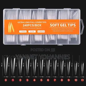 240pcs Clear Soft Gel Nail Extensions Tips Extra Long