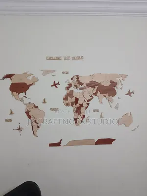 3D Wooden World Map Wall Art – Premium Decoration