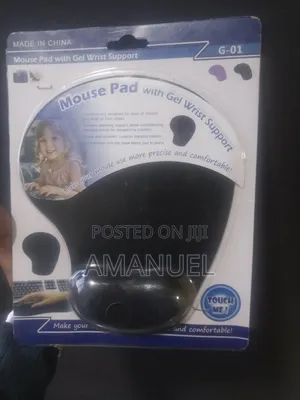 Black Ergonomic Mouse Pad With an Integrated Gel Wrist Support