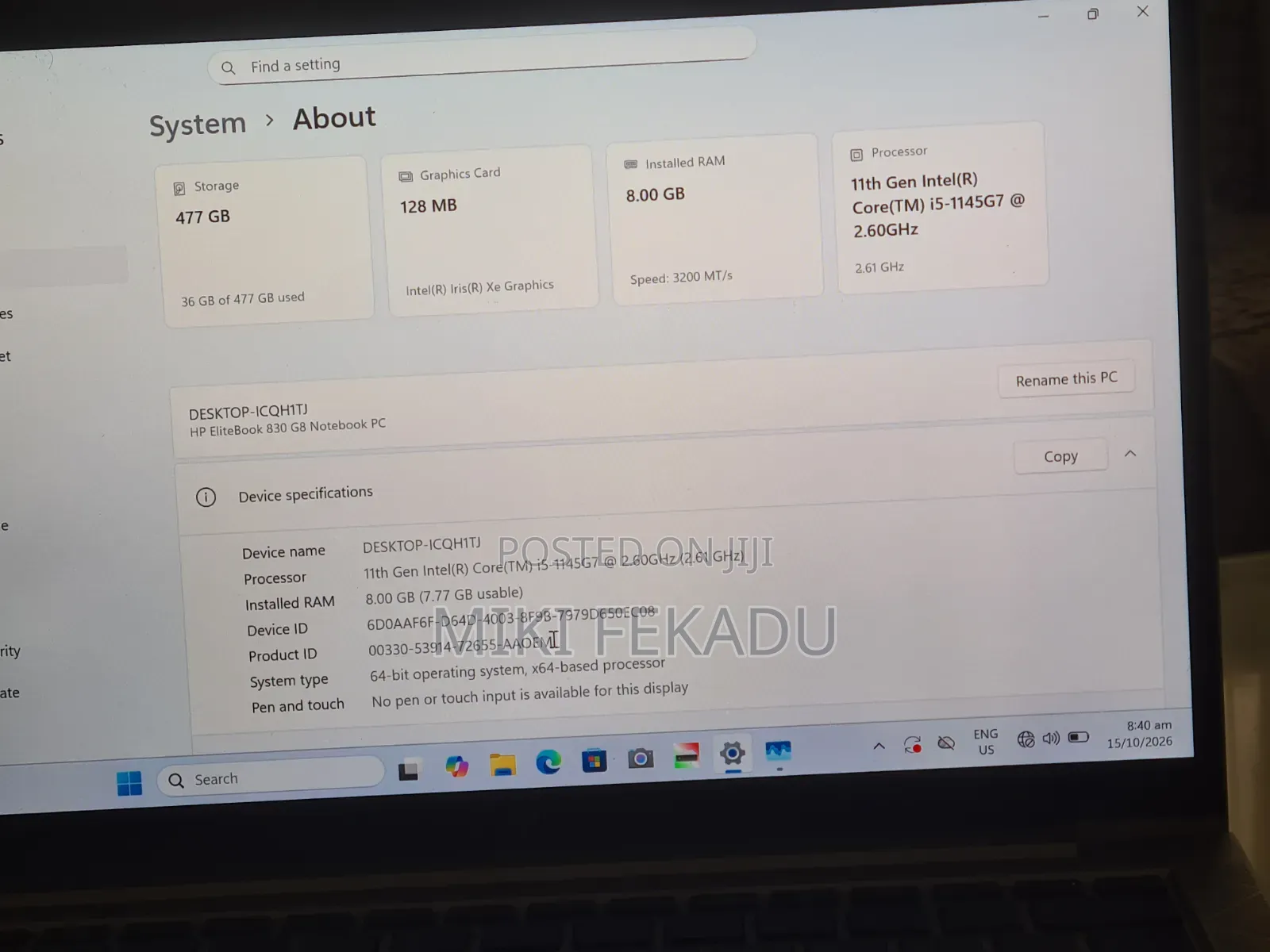 New Laptop HP EliteBook 830 G8 8GB Intel Core i5 SSD 512GB