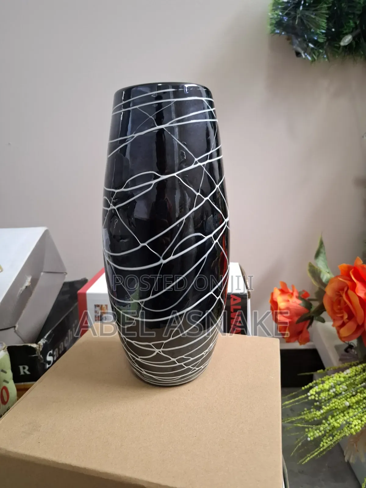 Elegant Black & White Decorative Vase