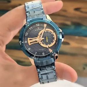 Naviforce Luxury Business Watch Featuring a Blue and Rose Gold