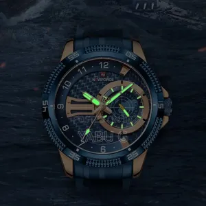 Naviforce Luxury Business Watch Featuring a Blue and Rose Gold