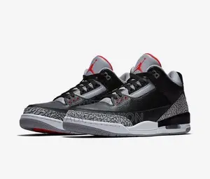 Air Jordan 3 OG “Black Cement” Black/Grey High Sneakers — New Arrival