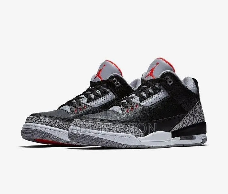 Air Jordan 3 OG “Black Cement” Black/Grey High Sneakers — New Arrival