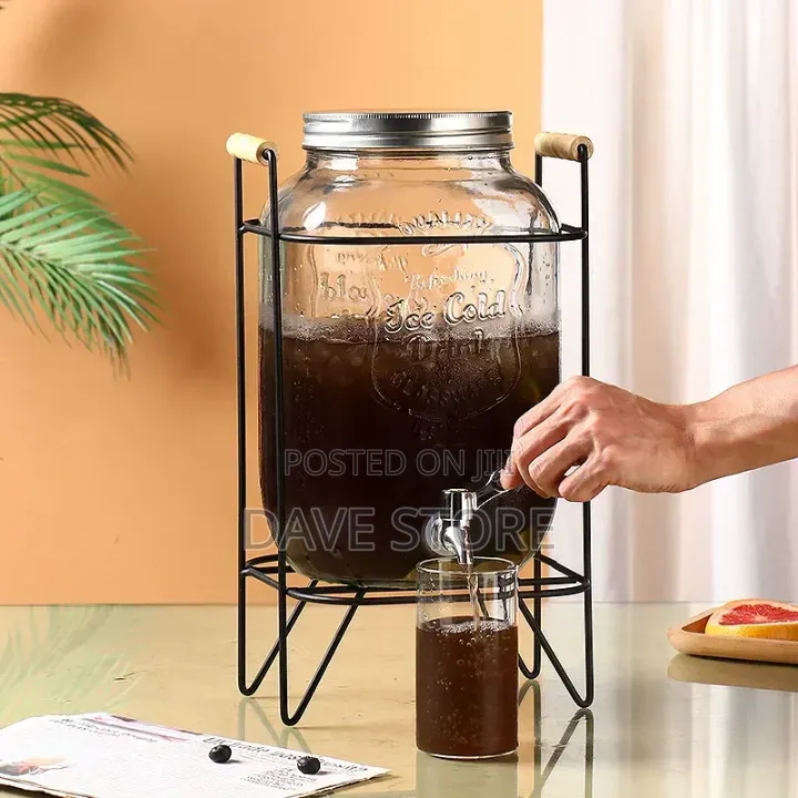 Glass Dispenser Jar With Rack