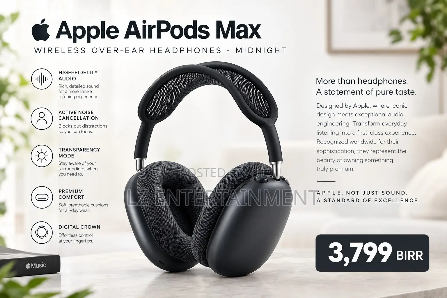 Apple AirPods Max Wireless Over-Ear Headphones – Premium Sound