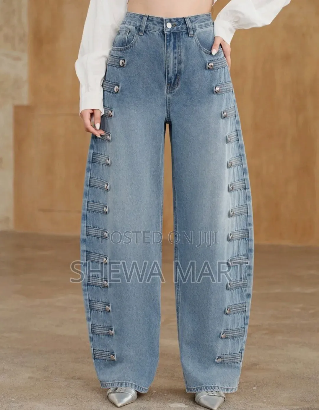 Women's Fashion Heavy-Duty European & American Design Metal Leg Pants