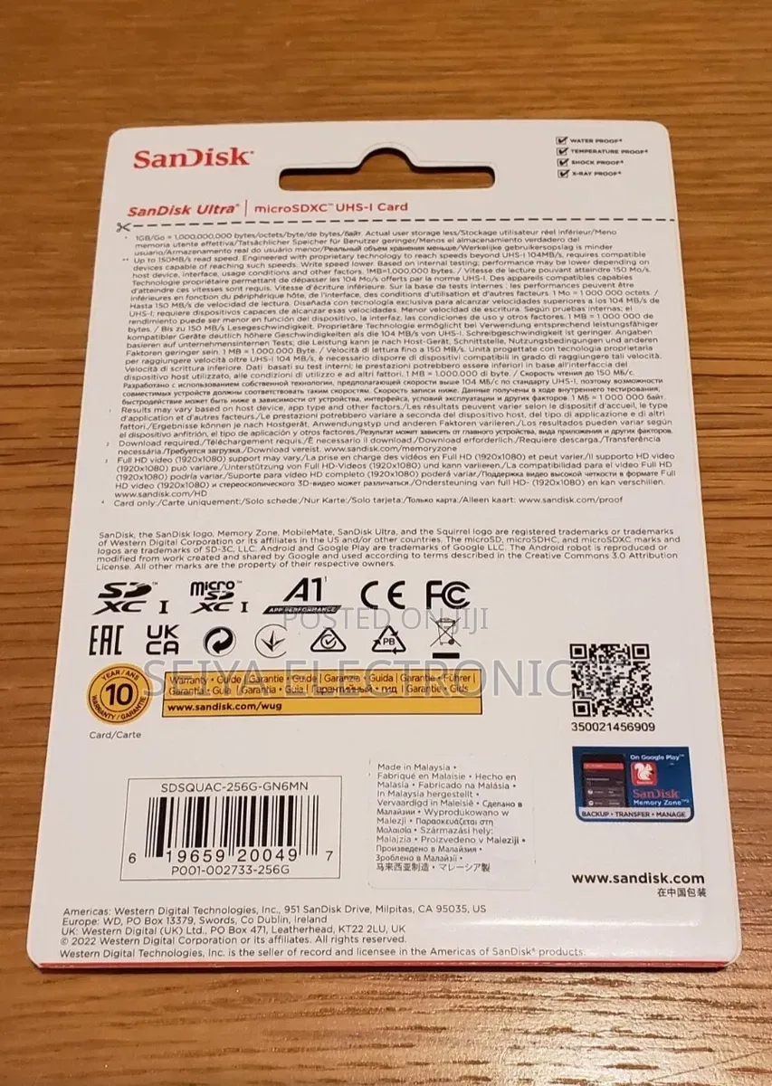 SanDisk Ultra microSDXC UHS-I Card With a Storage Capacity of 256 GB