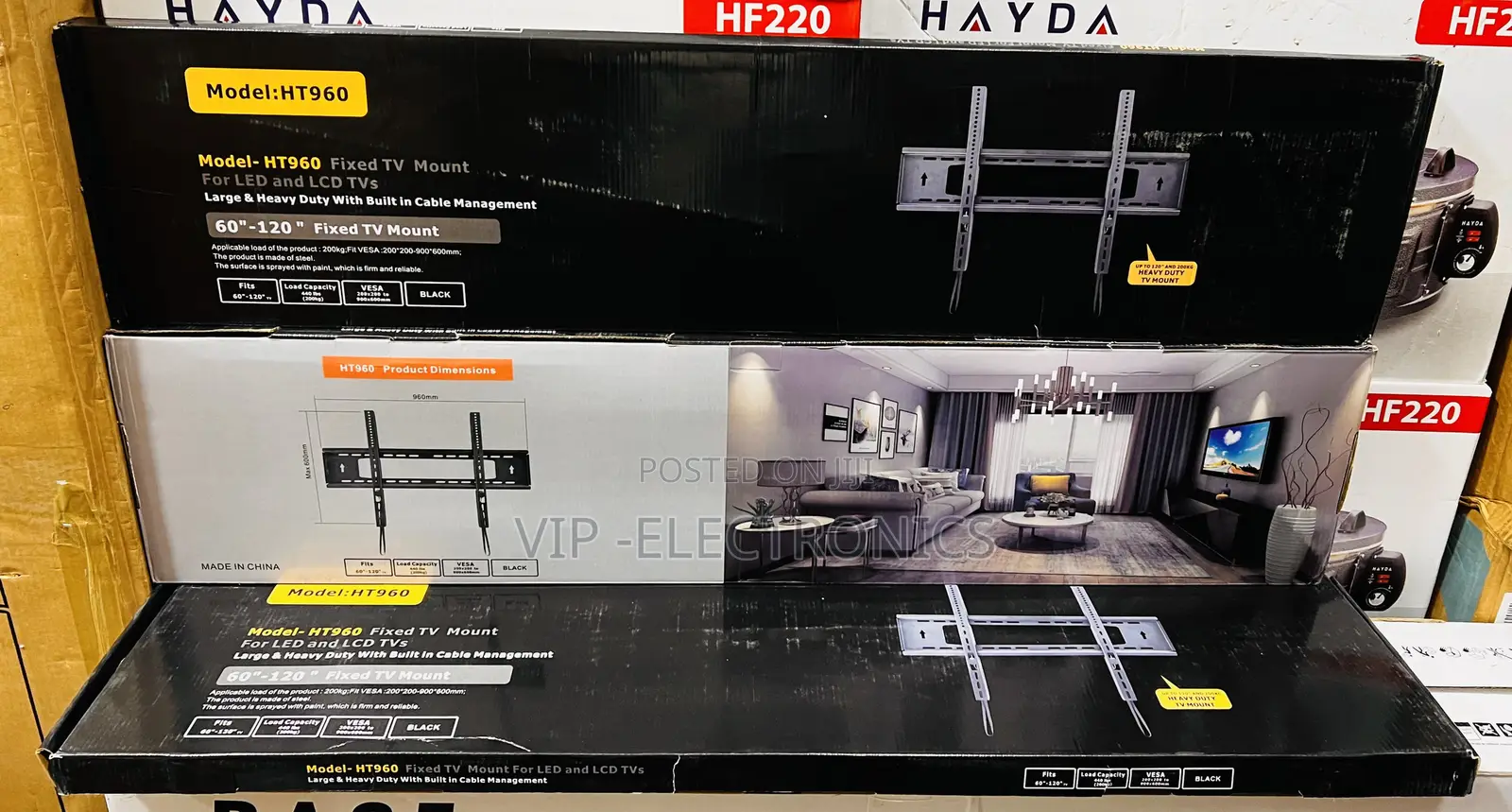 HT960 Heavy-Duty Fixed TV Wall Mount Bracket – 60–120 Inch TVs, 200kg