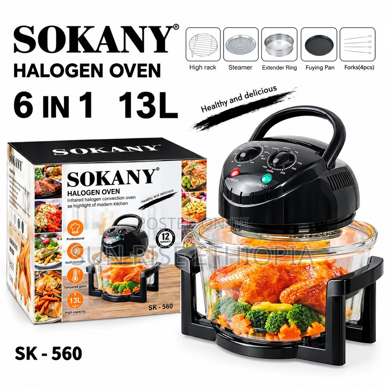 Sokany Halogen Air Fryer Oven 13L 1400W