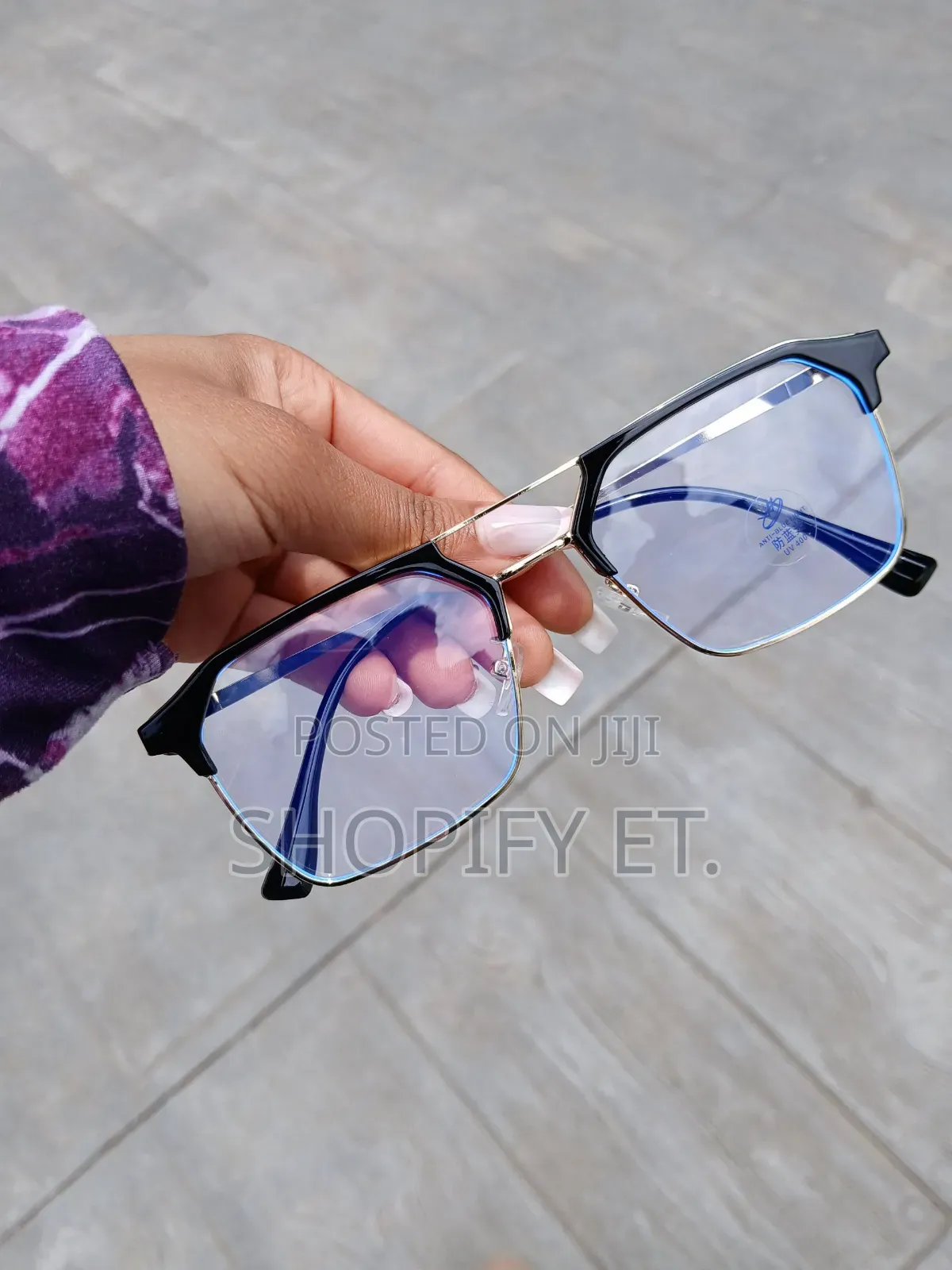 Metallic Frame Blue Cut Eyeglass